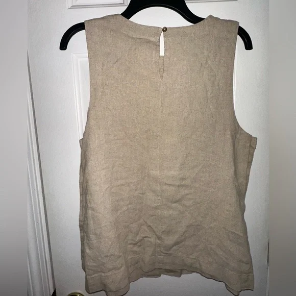 Linen Rayon Sleeveless Top Blouse - Women’s Small - Buttons Boho NWT, Tan - New - Picture 2 of 9